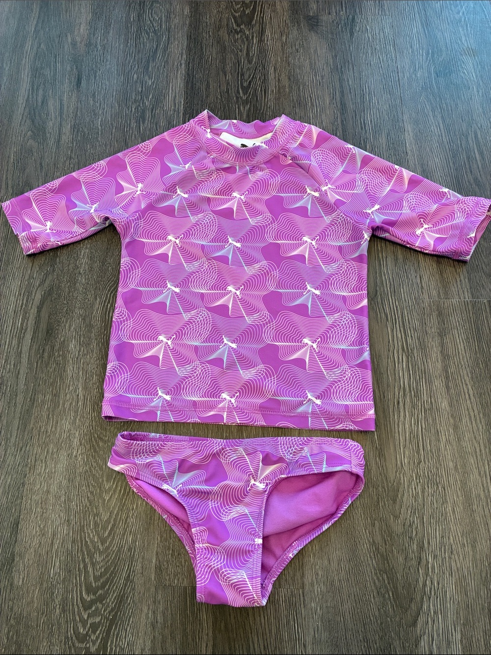 Puma (6) Girls' Pink Rash Guard with Bikini Bottoms